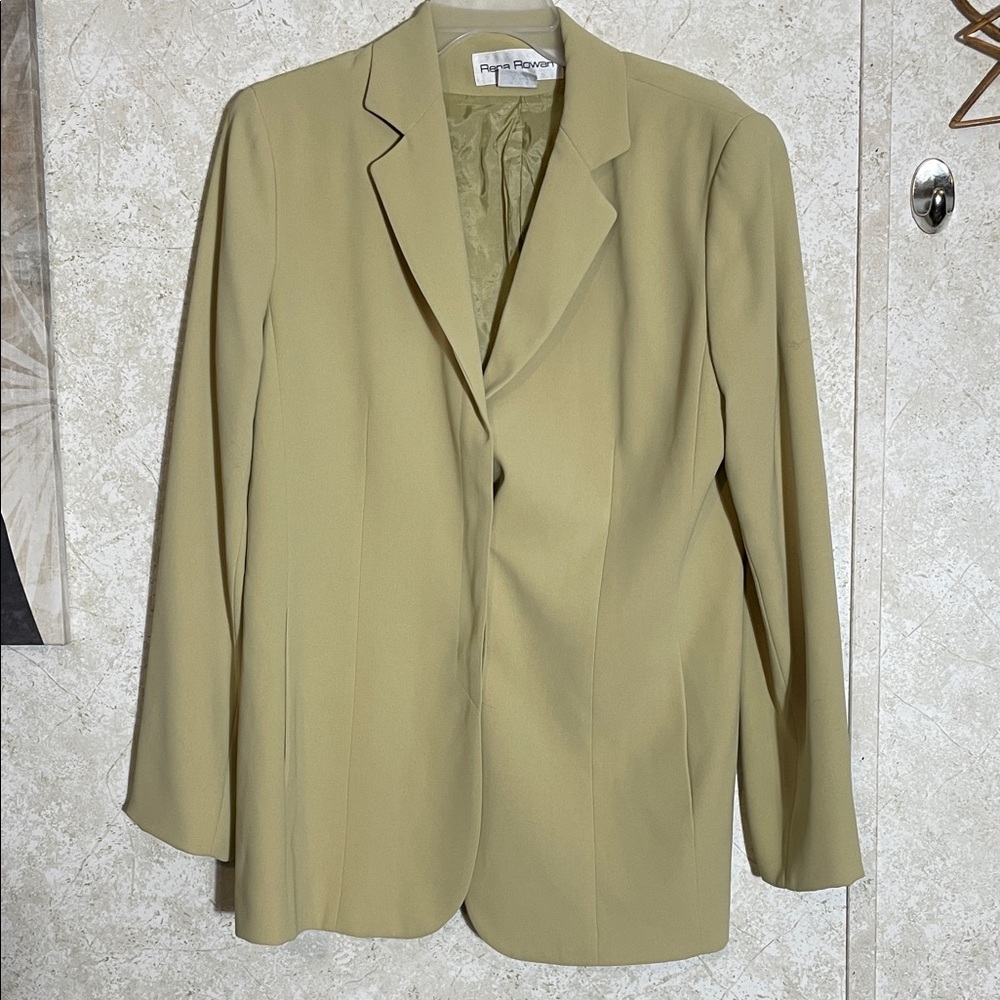 Rena Rowan Golden Greenish Suit Blazer Buttoned Jacket